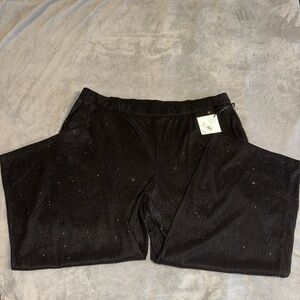 Black Wide Leg Sparkly Dress Pants 3X